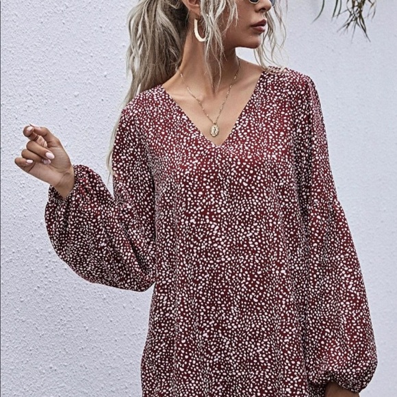 New! Printed polka dots ballon sleeves blouse - Picture 4 of 6